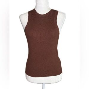 Every Chocolate Brown Ribbed Racer Back Sleeveless Tank Top Women’s M Medium